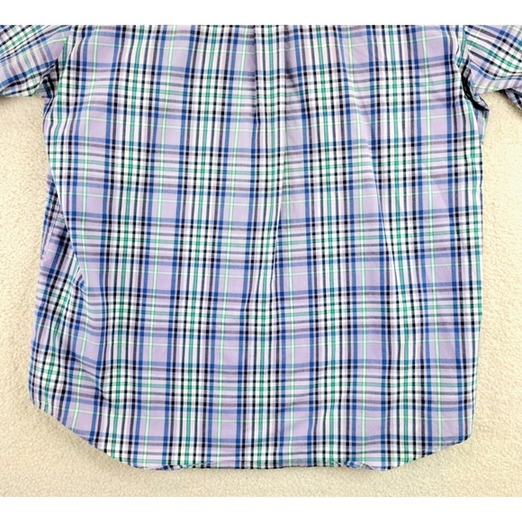 CHAPS Mens Plaid Short Sleeve Button Down Shirt Cotton Polyester Blend Size L - Picture 13 of 15